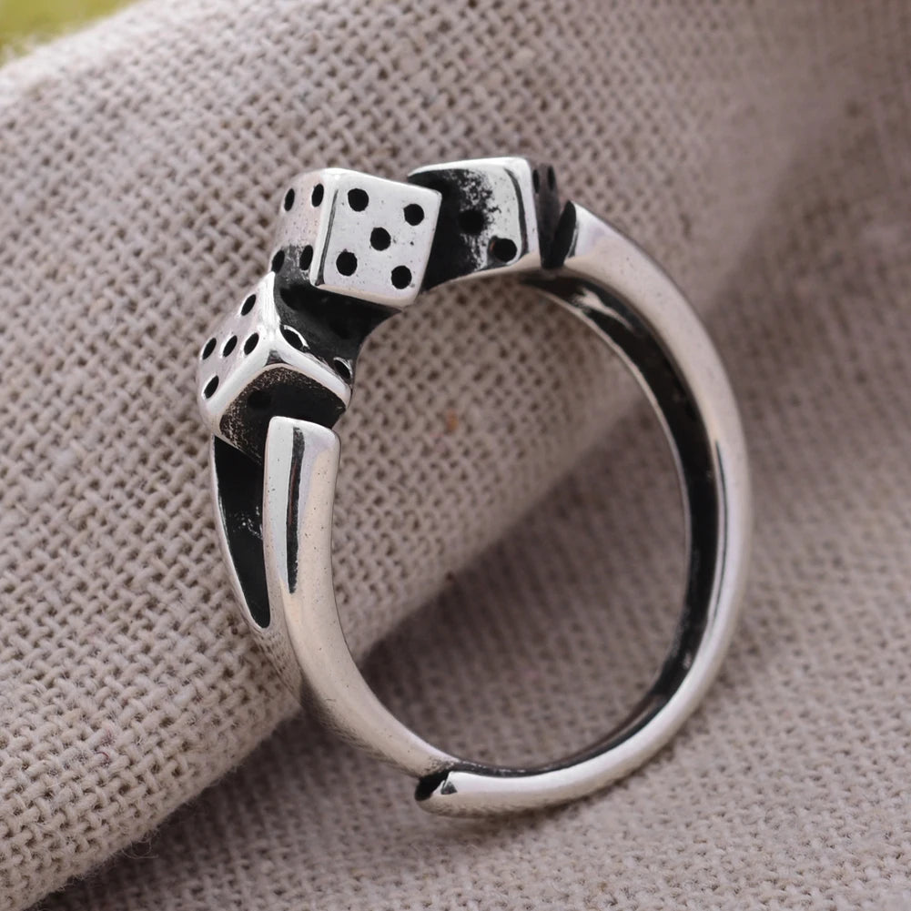 2023 New Arrival Individual Dice Design Thai Silver Ladies Finger Ring