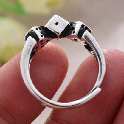 2023 New Arrival Individual Dice Design Thai Silver Ladies Finger Ring