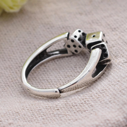 2023 New Arrival Individual Dice Design Thai Silver Ladies Finger Ring