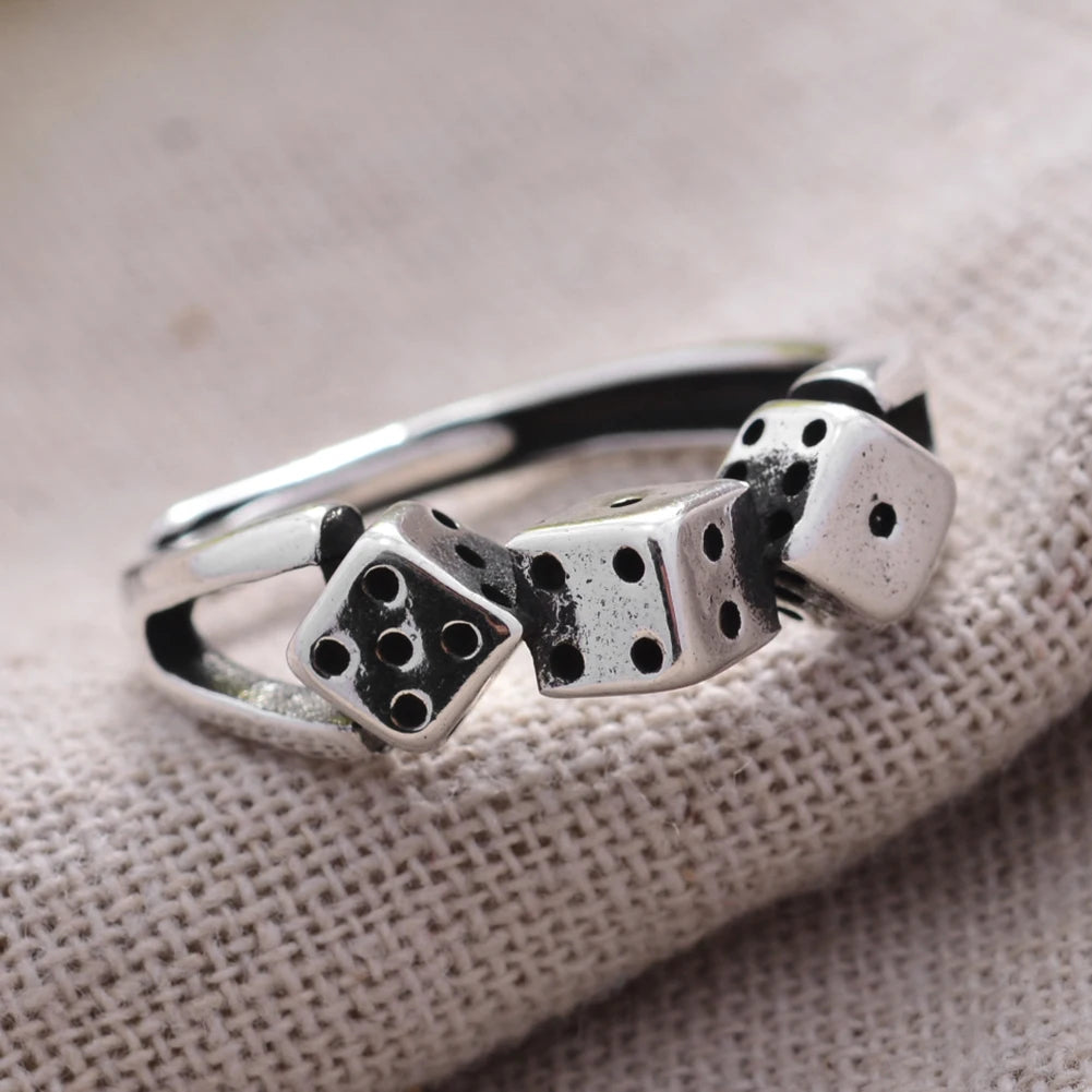 2023 New Arrival Individual Dice Design Thai Silver Ladies Finger Ring