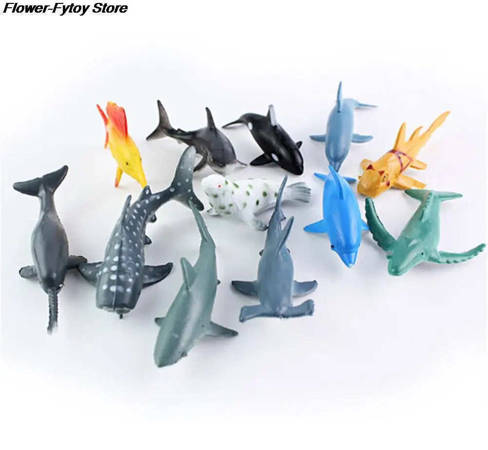 12/24pcs/lot  4-7cm PVC Pool Fish Toy Early Education Marine Animals Figure Gift For Children Kids Sea Life Model Toys