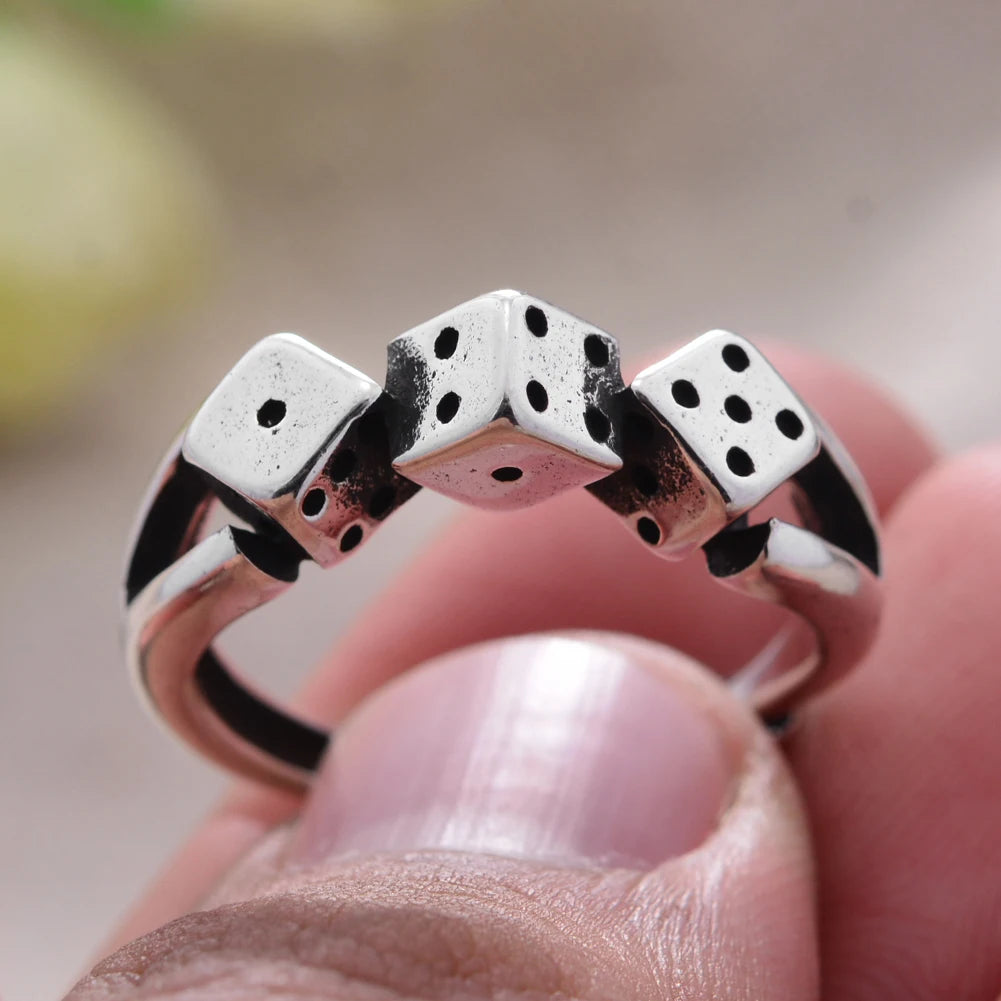 2023 New Arrival Individual Dice Design Thai Silver Ladies Finger Ring