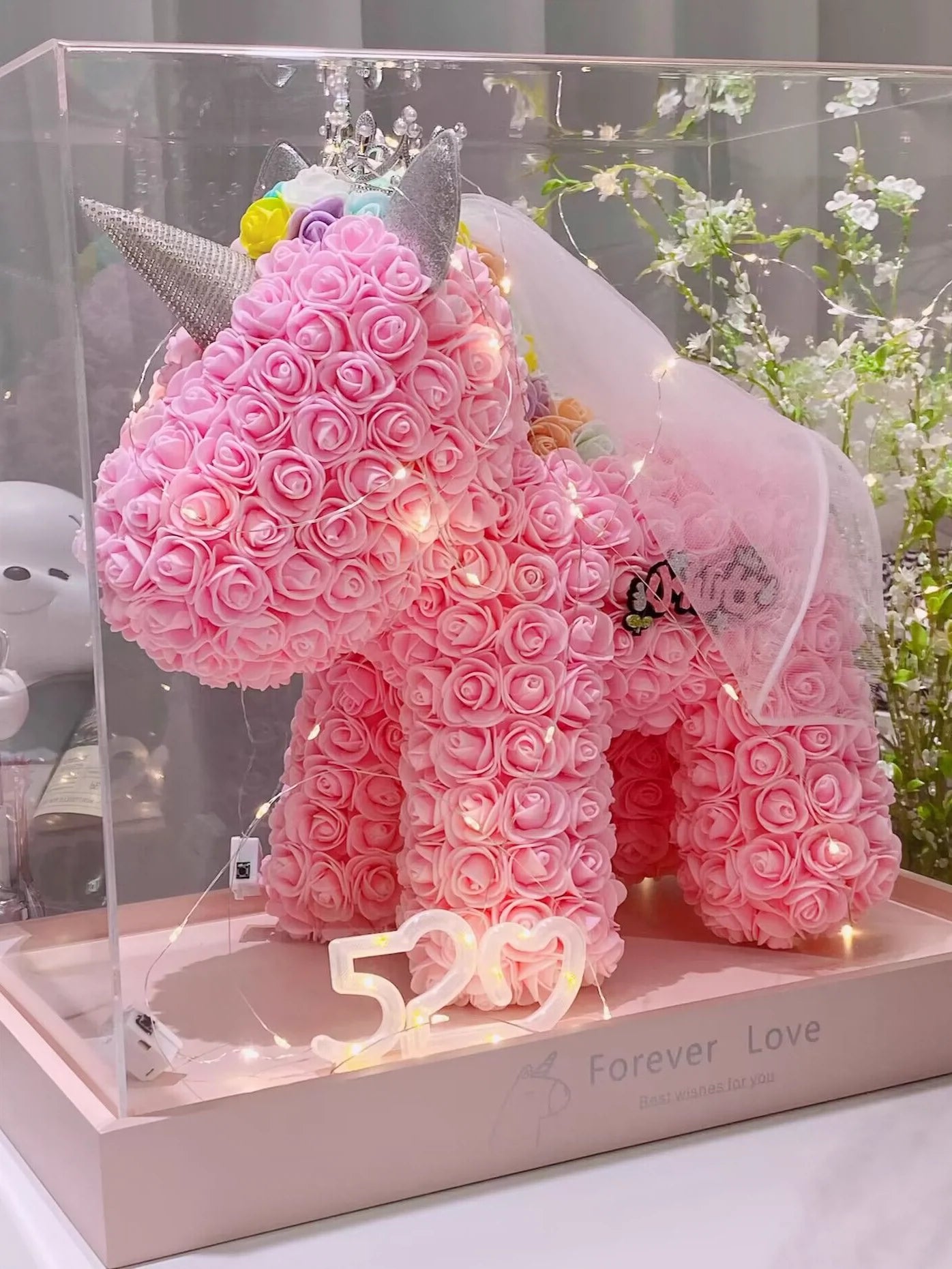 Unicorn Rose Bear Bouquet Gift Box Practical Birthday Gift for Girlfriend Wife Girlfriend Girl Graduation