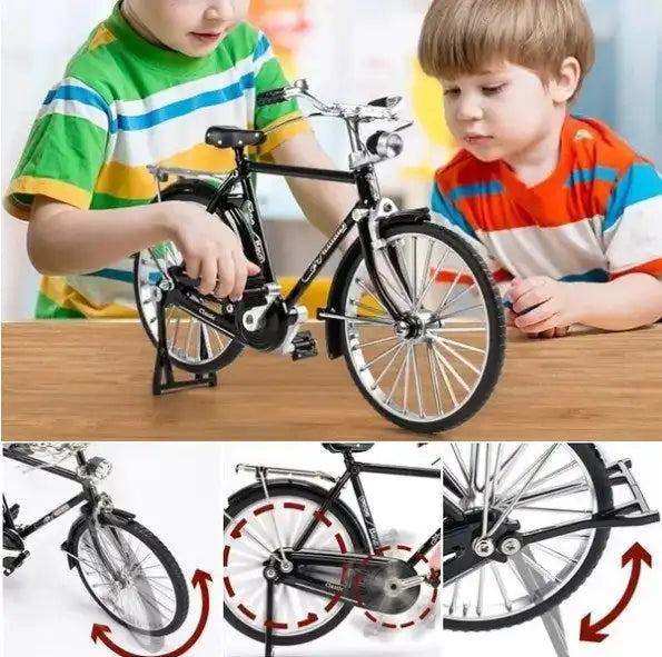 DIY Retro Bicycle Model Ornament Alloy Metal Mini Bike Sliding Assembled Version Collection Gifts Toys For Children Adult Boys