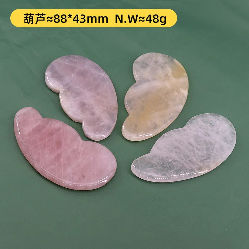 1pc Natural Rose Quartz Jade Roller Gua Sha Facial Massager Roller Jade Scraping Plate Stone Massage Face Lifting Massage Tool