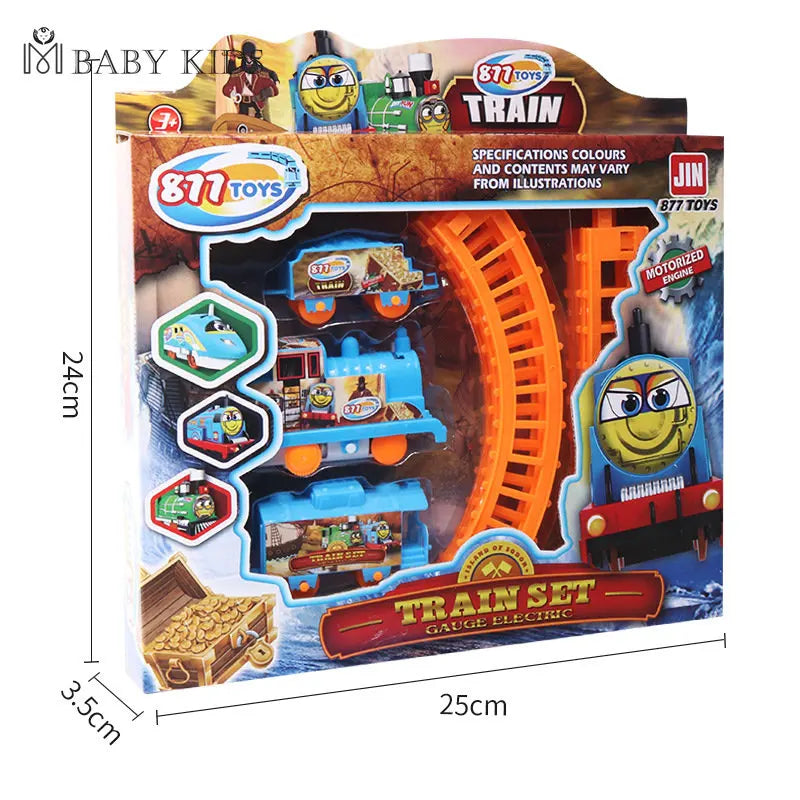 Kids DIY Electric Train Set Cartoon Variety Puzzle Assembled Rail Car Toys Fit for Train Railway Track Toys for Children Gifts