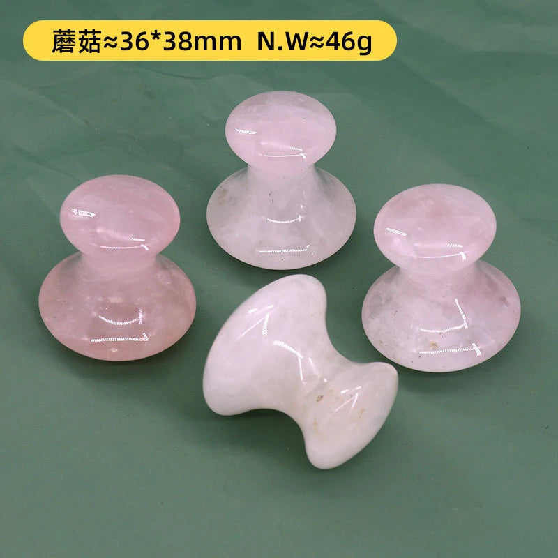 1pc Natural Rose Quartz Jade Roller Gua Sha Facial Massager Roller Jade Scraping Plate Stone Massage Face Lifting Massage Tool