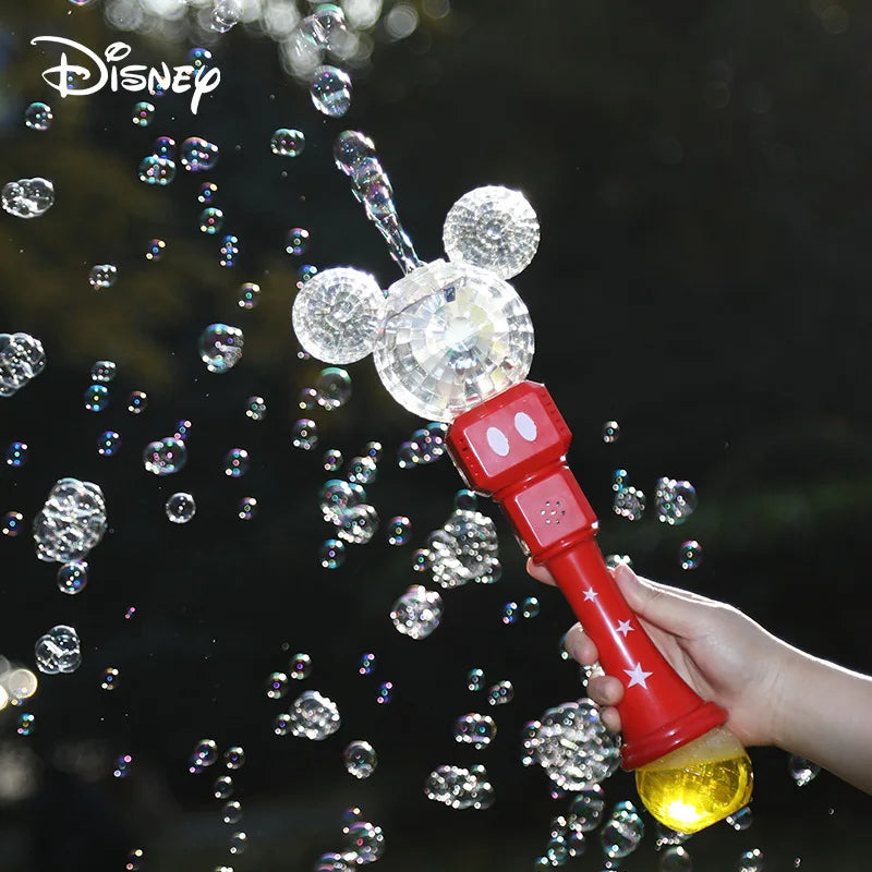 Cute Cartoon Mouse Electric Bubble Machine Toy for Kids LED Light Automatic Soap Bubble Stick Outdoor