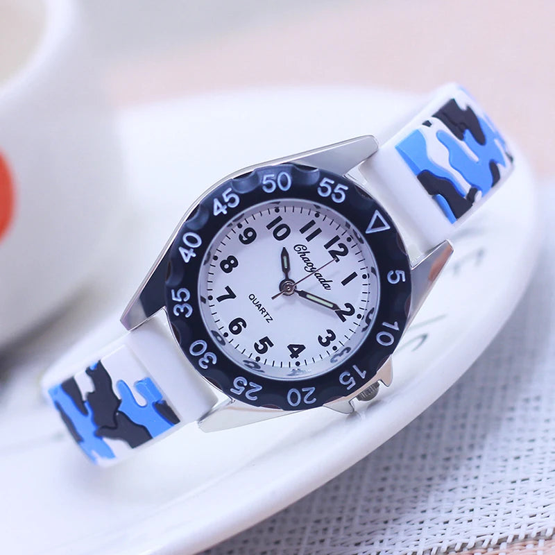 chaoyada children boys girls students cool silicone military camouflage strap quartz watches kids birthday holiday gifts watches