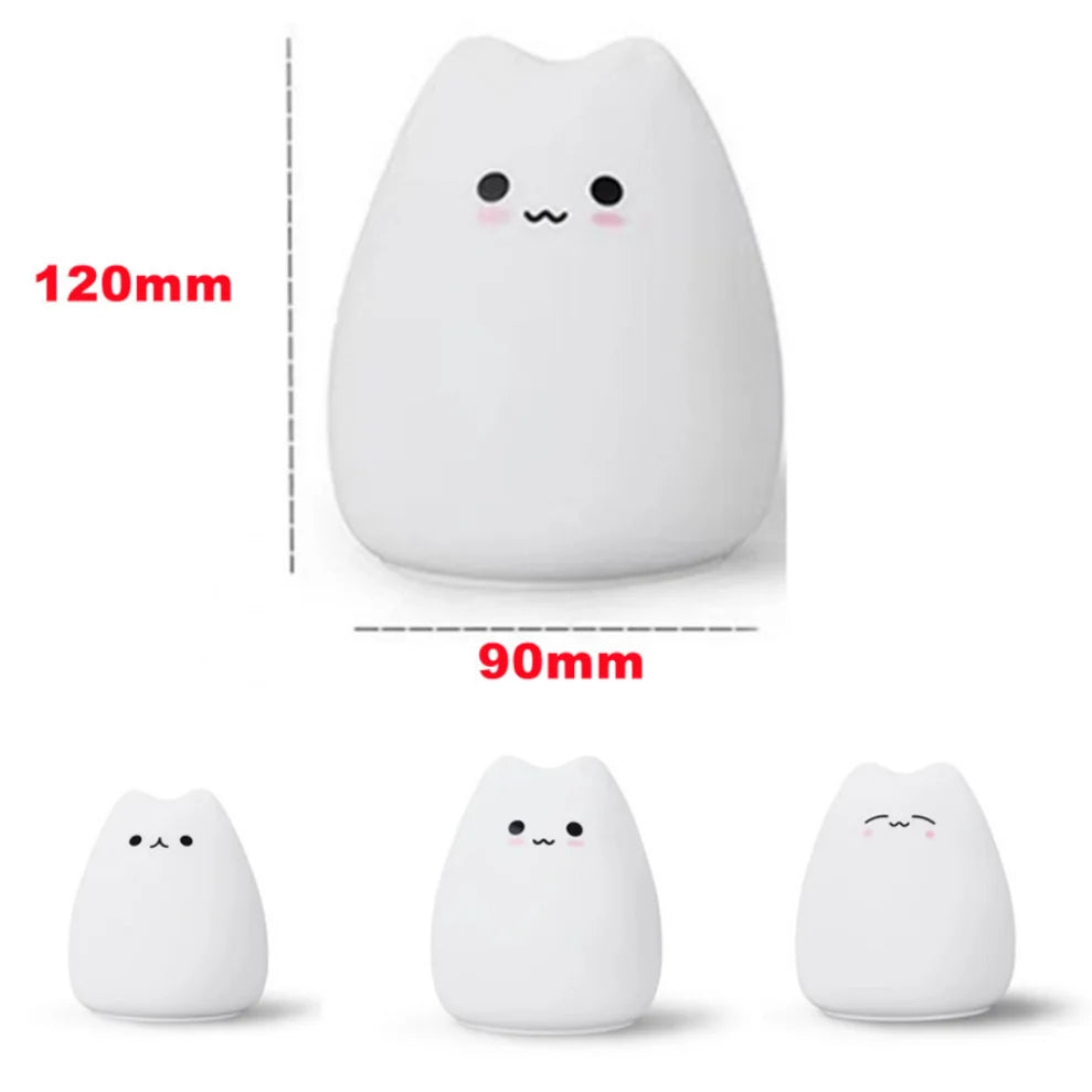 Cute Night light Cat Silicone Animal Light Touch Sensor Colorful Child Holiday Gift