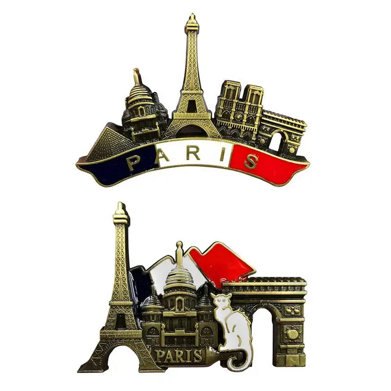 French Paris Metal Fridge Magnets 3D Retro Paris Stickers For Fridge World Tourist Souvenir Collection Gifts Home Decoration