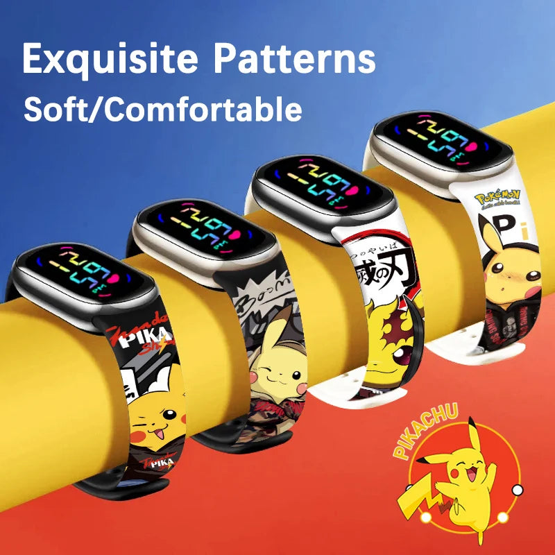 Anime Pokemon Children Watches Kawaii Pikachu Cartoon Digital Electronic Waterproof LED Watch Wristband Kids Toy Birthday Gift