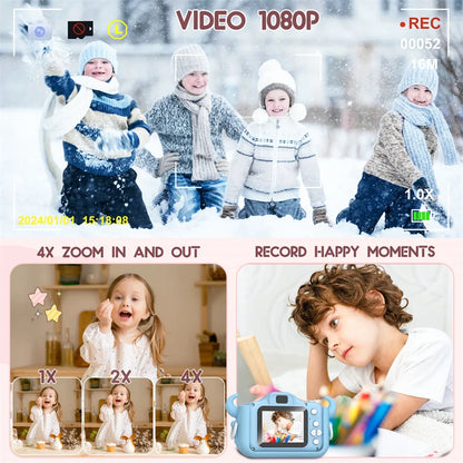 Kids Camera Toys 2 inch Screen HD Cartoon Kids Digital Camera Mini SLR Camera Cute Toy For Children Birthday  Gifts