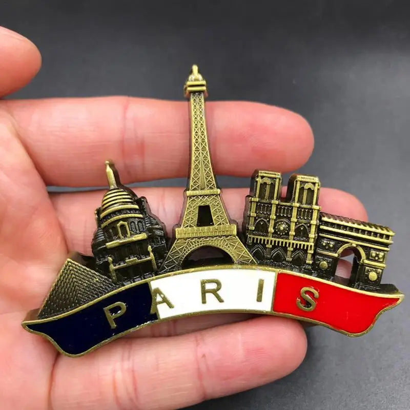 French Paris Metal Fridge Magnets 3D Retro Paris Stickers For Fridge World Tourist Souvenir Collection Gifts Home Decoration