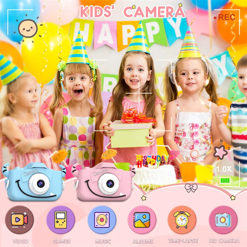 Kids Camera Toys 2 inch Screen HD Cartoon Kids Digital Camera Mini SLR Camera Cute Toy For Children Birthday  Gifts