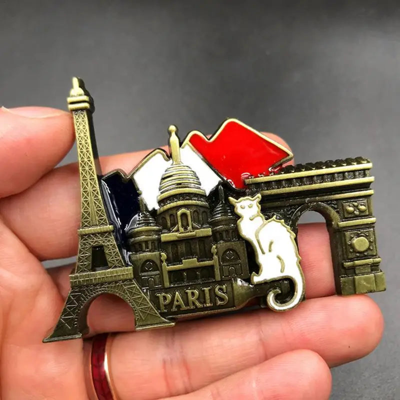 French Paris Metal Fridge Magnets 3D Retro Paris Stickers For Fridge World Tourist Souvenir Collection Gifts Home Decoration