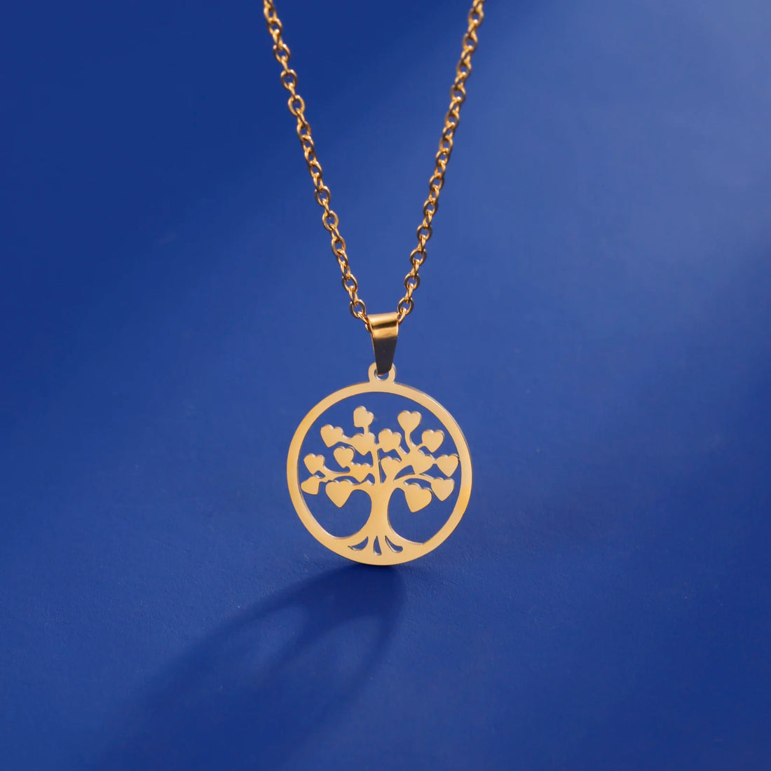 Tree of Life Circle Pendant Necklaces Stainless Steel Gold Color Gift for Women New Products in 2023 Wear Comfortable Safe