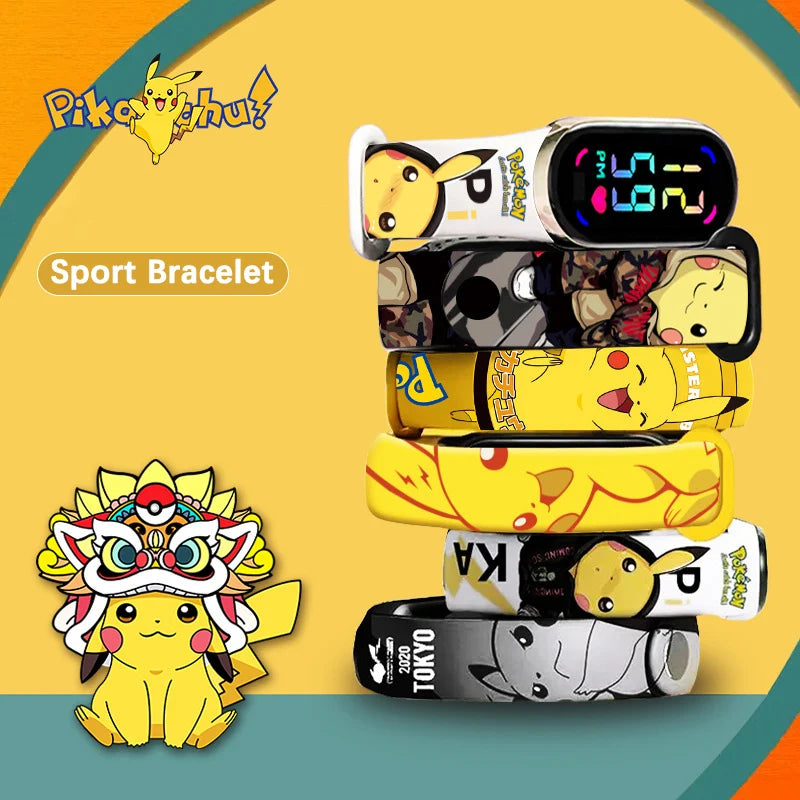 Anime Pokemon Children Watches Kawaii Pikachu Cartoon Digital Electronic Waterproof LED Watch Wristband Kids Toy Birthday Gift