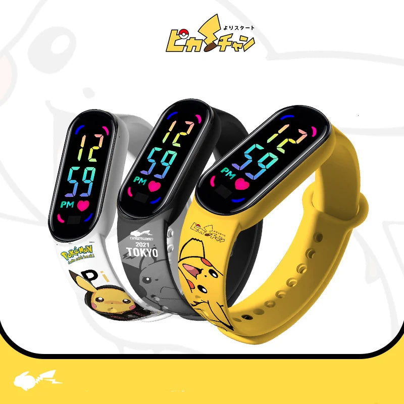 Anime Pokemon Children Watches Kawaii Pikachu Cartoon Digital Electronic Waterproof LED Watch Wristband Kids Toy Birthday Gift