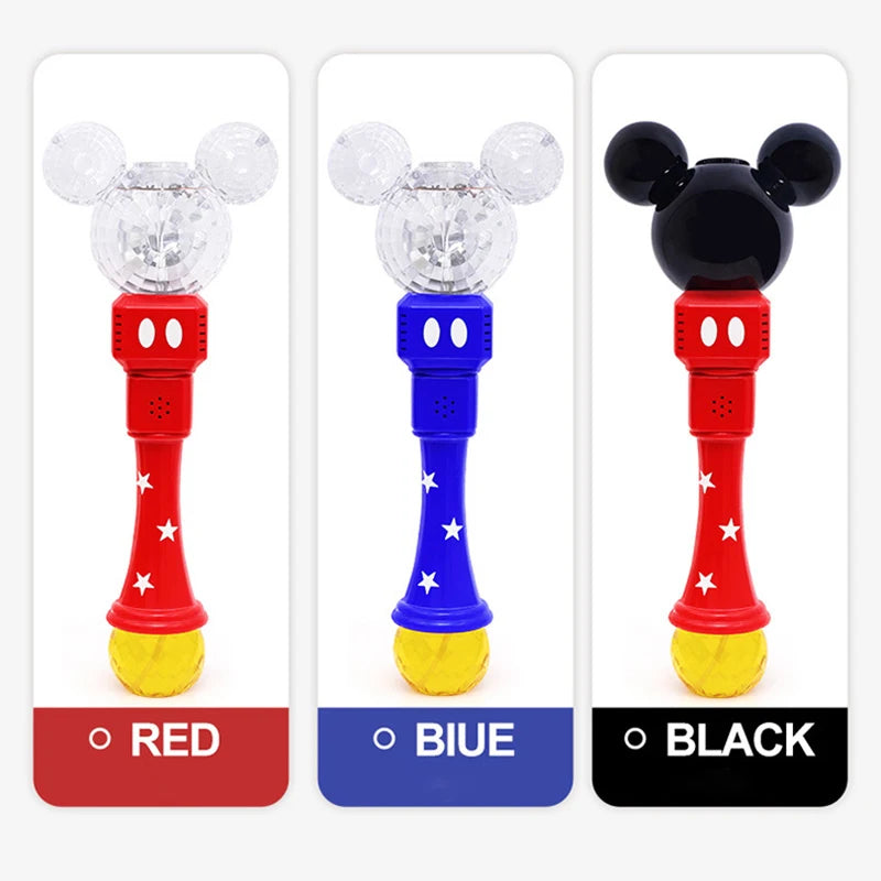 Cute Cartoon Mouse Electric Bubble Machine Toy for Kids LED Light Automatic Soap Bubble Stick Outdoor